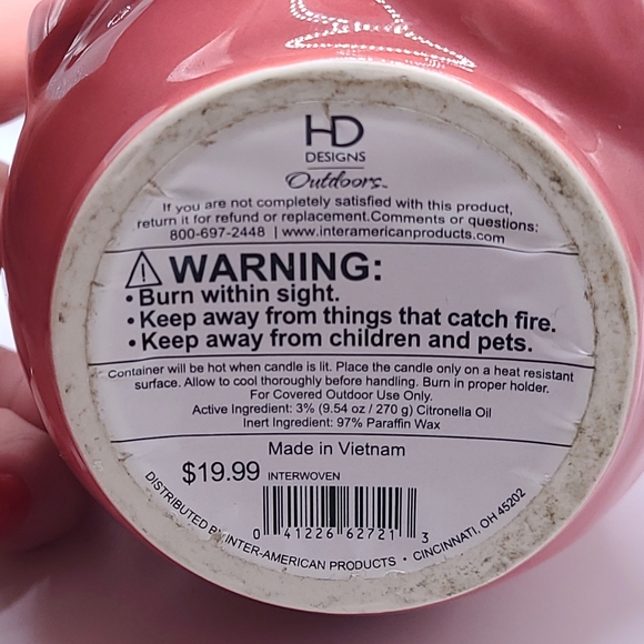 HD Designs Outdoors Citronella Pink Flamingo Candle NWOT - Picture 4 of 4